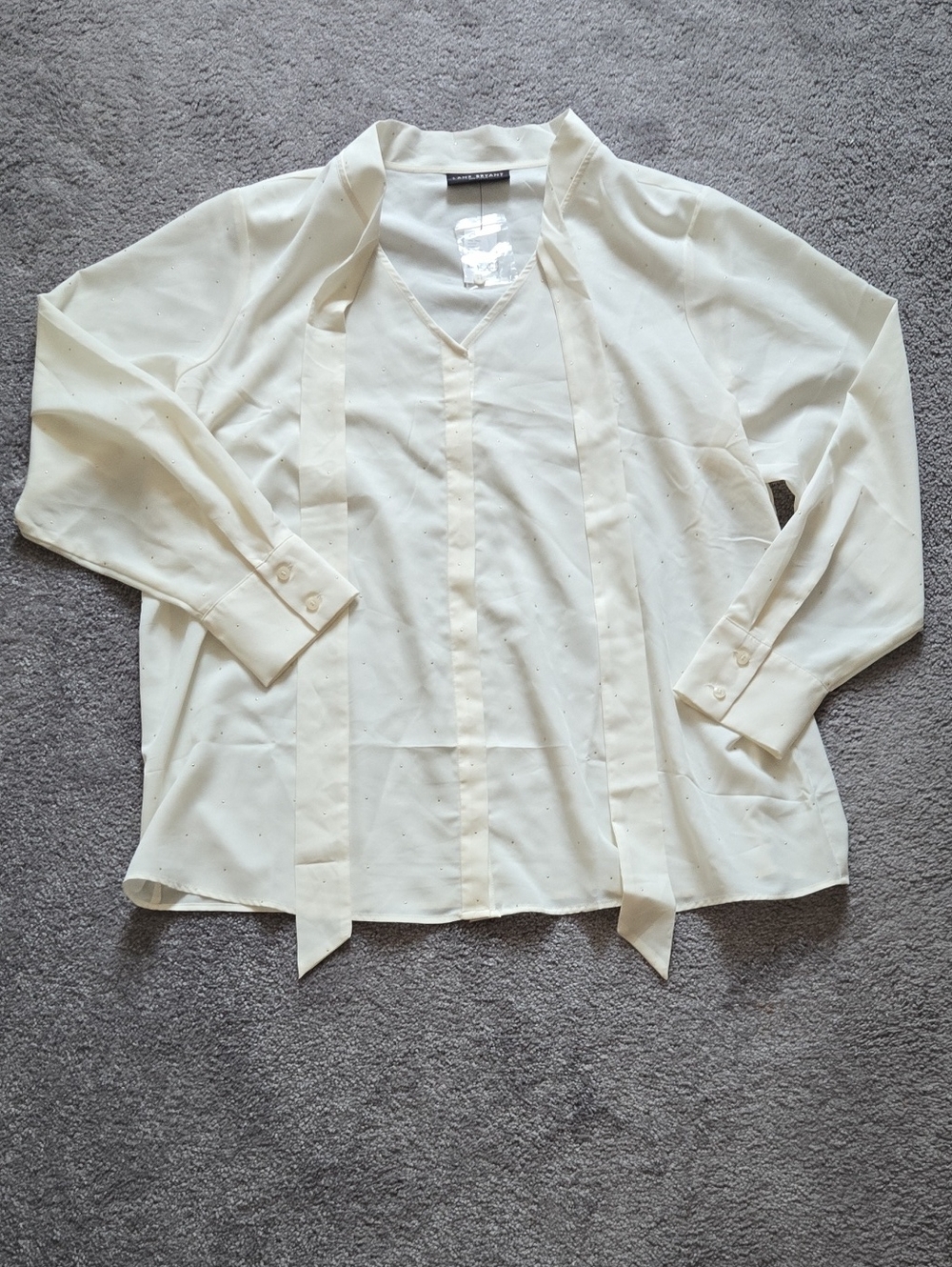 Lane Bryant Cream Shirt w/ Gold Dots, 18/20
